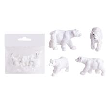 POLYRESINOVÝ ĽADOVÝ MEDVEĎ, SADA 4 KS, BIELY, V SÁČKU