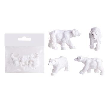 POLYRESINOVÝ ĽADOVÝ MEDVEĎ, SADA 4 KS, BIELY, V SÁČKU