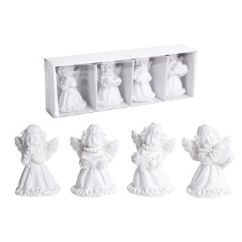 POLYRESINOVÝ ANJELSKÝ SET, 4 KUSY, V SUKNI, BIELY, V KRABICI