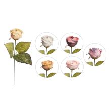 UMELÁ KVETINOVÁ RUŽA, 1 KVETINOVÁ HLAVA, 3 LISTY