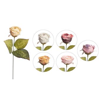 UMELÁ KVETINOVÁ RUŽA, 1 KVETINOVÁ HLAVA, 3 LISTY