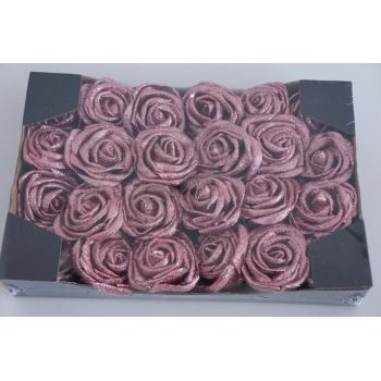 PENOVÁ HLAVA RUŽE 24 KUSOV TRBLIETAVÁ RUŽOVÁ