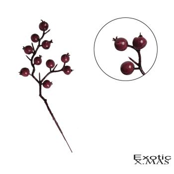 DEKOR UMELÉ KVETY, 10 BOBUĽOVITÝCH VETVIČIEK, BORDOVÁ