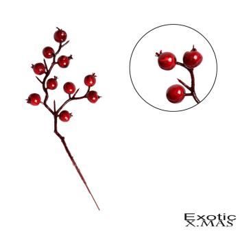 DEKOR UMELÝ KVET, 10 BOBUĽOVITÝCH VETVIČIEK, ČERVENÁ