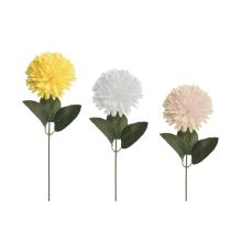UMELÁ KVETINA CHRYZANTÉMA, 1 HLAVA KVETU, 3 LISTY