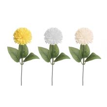 UMELÁ KVETINA CHRYZANTÉMA, 1 HLAVA KVETU, 3 LISTY