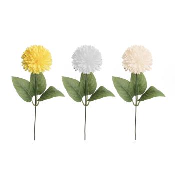 UMELÁ KVETINA CHRYZANTÉMA, 1 HLAVA KVETU, 3 LISTY