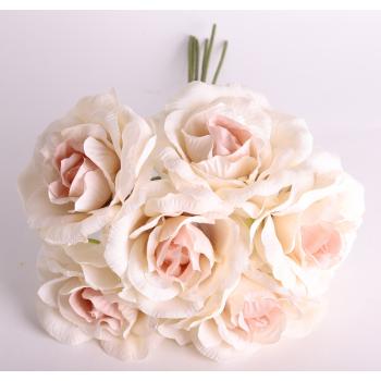 KYTICA UMELÝCH KVETOV ŠÍPOVÁ RUŽA, 6 HLÁVOK, SVETLO RUŽOVÁ