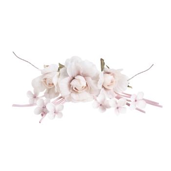 UMELÁ KVETINOVÁ RUŽA S OZDOBNÝMI LISTAMI, BIELA