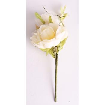 UMELÁ KVETINOVÁ RUŽA S NABERANÝMI PÚČIKMI, BLEDOŽLTÁ