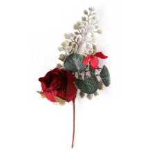 UMELÁ KVETINOVÁ RUŽA S NATRHANÝMI LISTAMI, BORDOVÁ