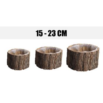 SÚPRAVA 3 KS KVETINÁČOV NA KÔRU, OKRÚHLY, PRÍRODNÝ