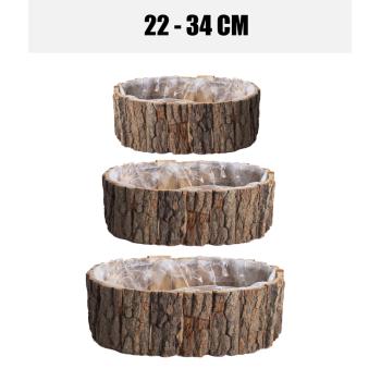 3-DIELNA SÚPRAVA NÁDOB NA KÔRU, OVÁLNY TVAR, PRÍRODNÁ