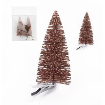 DEKORATÍVNA BOROVICA, SADA 2 KS, S KLIPMI, FARBA ŠAMPANSKÉHO