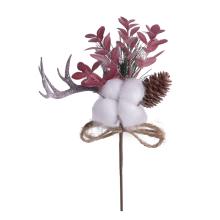 VIANOČNÝ TRSÁTKO S LÍSTKAMI A BAVLNOU, RUŽOVÁ