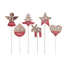 DEKOR NA DREVENÝCH TYČINKÁCH, BODKY, ČERVENO-PRÍRODNÉ