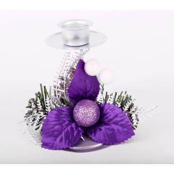 DEKOR KOVANÝ SVIETNIK, POINSETTIA, FIALOVÁ