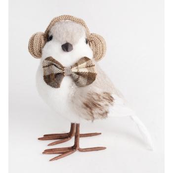 TEXTILNÝ VTÁK S OCHRANOU UŠÍ, KRÉMOVÁ A HNEDÁ