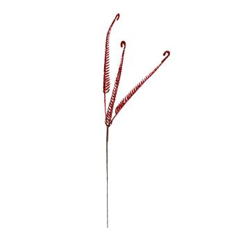 DEKOR LISTY PAPRADIA, 3 VETVY, ČERVENÉ