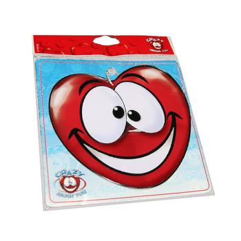 KOVOVÝ NÁPIS V TVARE SRDCA, SMAJLÍK S PRÍSAVKOU "CRAZY"