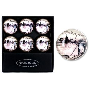 SKLENENÉ MAGNETKY NA CHLADNIČKU, 6 KUSOV SO VZOROM "BUDAPEST"