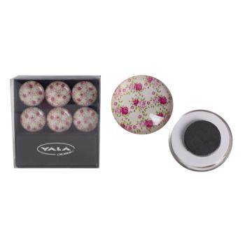 SKLENENÉ MAGNETKY NA CHLADNIČKU V DARČEKOVEJ KRABIČKE, 6 KUSOV, ANTICKÁ RUŽA