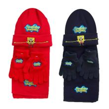LICENCIA ČIAPKA ŠÁL RUKAVICE SET, SPONGYABOB, ČERVENÁ