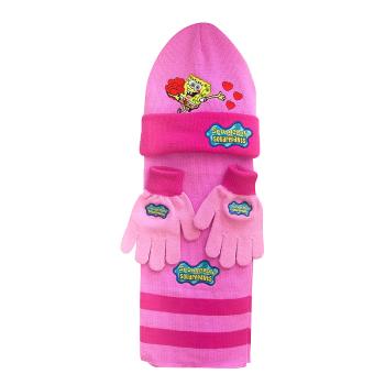 LICENCIA ČIAPKA ŠÁL RUKAVICE SET, SPONGYABOB, RUŽOVÁ