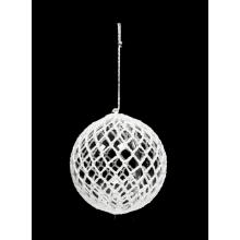 ZÁVESNÁ HÁČKOVANÁ OZDOBA, PLASTOVÁ GUĽA, BIELA