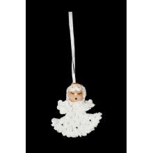 DEKOR HÁČKOVANÁ OZDOBA SO ZAVESENÍM, ANJEL, BIELA