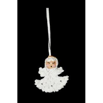 DEKOR HÁČKOVANÁ OZDOBA SO ZAVESENÍM, ANJEL, BIELA