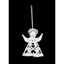 DEKOR HÁČKOVANÁ OZDOBA SO ZAVESENÍM, ANJEL, BIELA