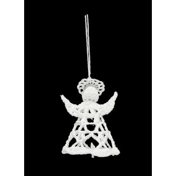 DEKOR HÁČKOVANÁ OZDOBA SO ZAVESENÍM, ANJEL, BIELA