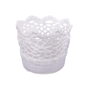 HÁČKOVANÝ HRNIEC, OKRÚHLY, BIELY