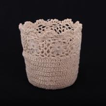 HÁČKOVANÝ HRNIEC, OKRÚHLY, BÉŽOVÝ