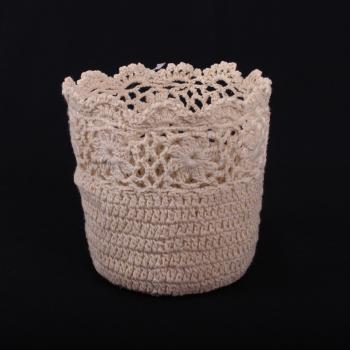 HÁČKOVANÝ HRNIEC, OKRÚHLY, BÉŽOVÝ