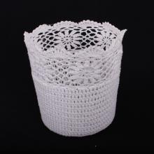 HÁČKOVANÝ HRNIEC, OKRÚHLY, BIELY