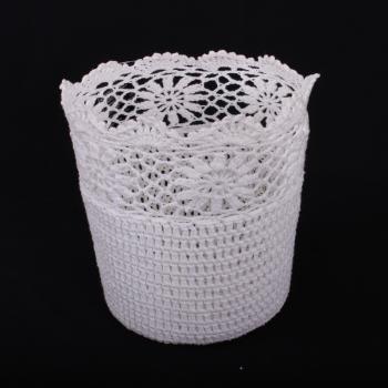 HÁČKOVANÝ HRNIEC, OKRÚHLY, BIELY