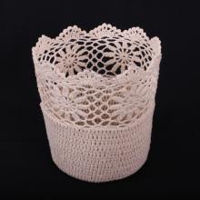 HÁČKOVANÝ HRNIEC, OKRÚHLY, BÉŽOVÝ