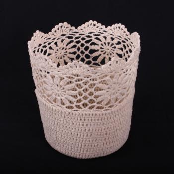 HÁČKOVANÝ HRNIEC, OKRÚHLY, BÉŽOVÝ