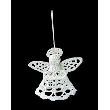 DEKOR ZÁVESNÝ ČIPKOVÝ ORNAMENT ANJEL, BIELY