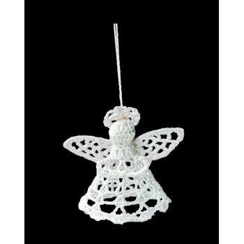 DEKOR ZÁVESNÝ ČIPKOVÝ ORNAMENT ANJEL, BIELY