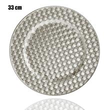 PLASTOVÝ PODNOS, OKRÚHLY, PLETENÝ VZOR, GRAFITOVO SIVÝ