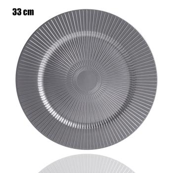 PLASTOVÝ PODNOS, OKRÚHLY, S RÁDIUSOVÝM VZOROM, GRAFITOVO SIVÝ