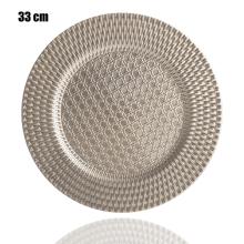 PLASTOVÝ PODNOS, OKRÚHLY, KOŠIKÁRSKY VZOR, ZLATÝ