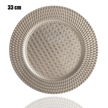 PLASTOVÝ PODNOS, OKRÚHLY, KOŠIKÁRSKY VZOR, ZLATÝ