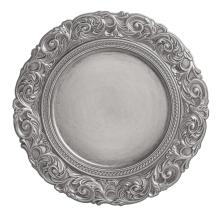 PLASTOVÝ PODNOS, OKRÚHLY, INDA OKRAJ, STRIEBORNÝ