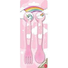 SADA PLASTOVÝCH PRÍBOROV, 2 KUSY, JEDNOROŽEC