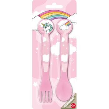 SADA PLASTOVÝCH PRÍBOROV, 2 KUSY, JEDNOROŽEC