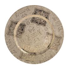 PLASTOVÝ PODNOS, OKRÚHLY, KVETINOVÝ VZOR, ZLATÝ A ČIERNY